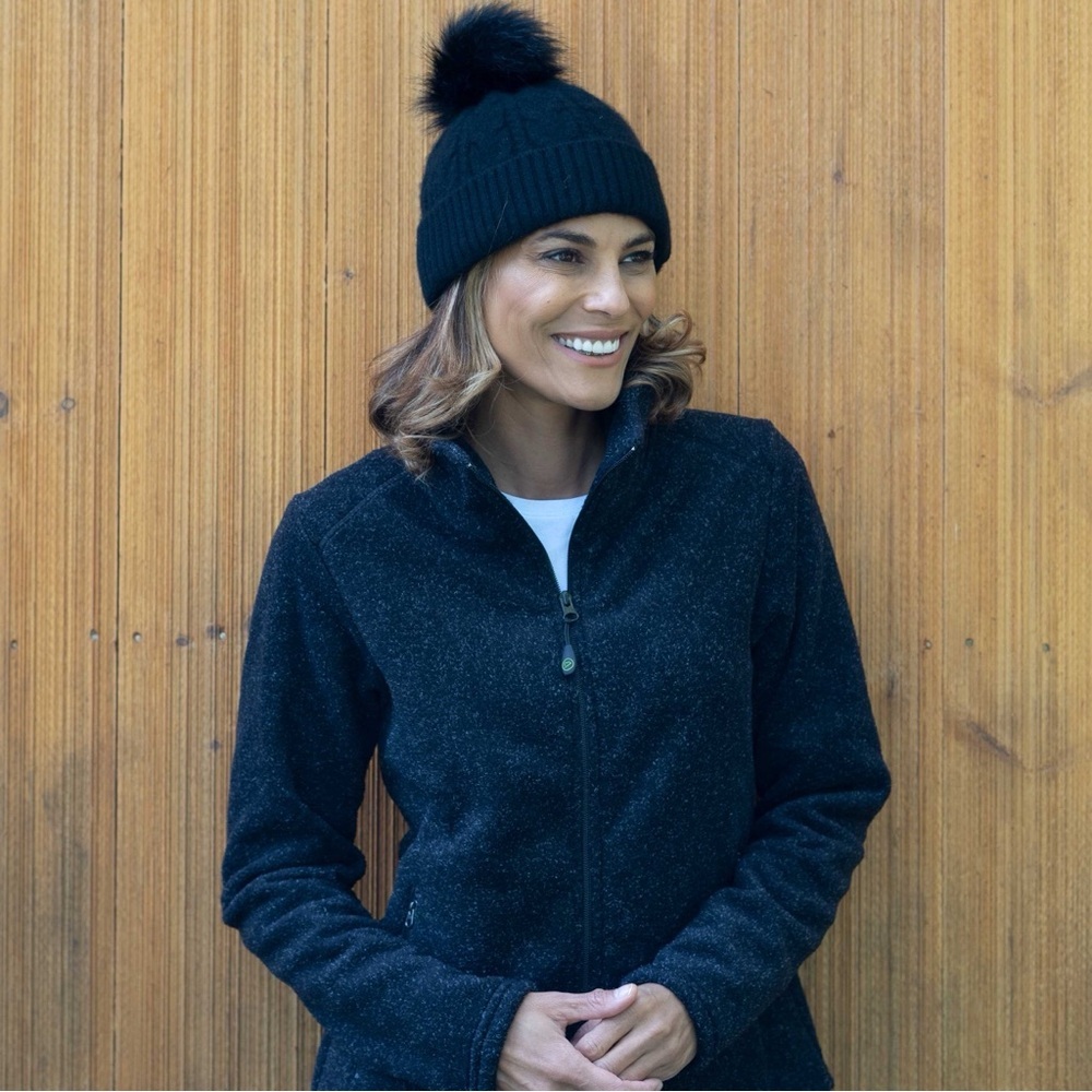 Dakini Heathered Black Polar Fleece Zip Jacket Womens M